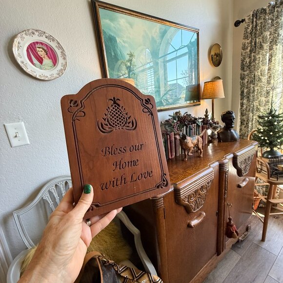 Vintage Amish Bless Our Home with Love Sign - Picture 8 of 8